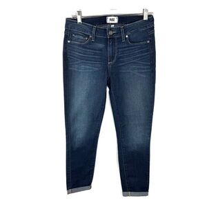 PAIGE Blue Ankle Cropped Jeans with Rolled Cuffs